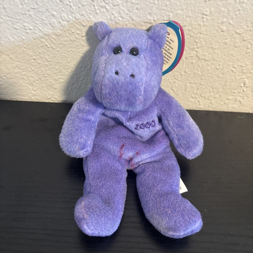 2000 Avon Kids Birthstone Millennium Full O Beans February Hilda the Hippo Tag